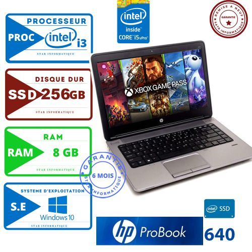 Hp PC Portable Probook 640 Core i3 4eme 250Gb 8GB RAM 14- remis a neuf à  prix pas cher