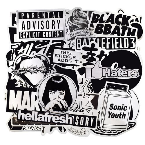 Generic stickers noirs et blancs style punk, stickers, pour