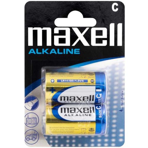 Maxell 2 Piles Alcaline 1.5v Type C // Alkaline LR14 Size C // Blister 2  Batteries à prix pas cher