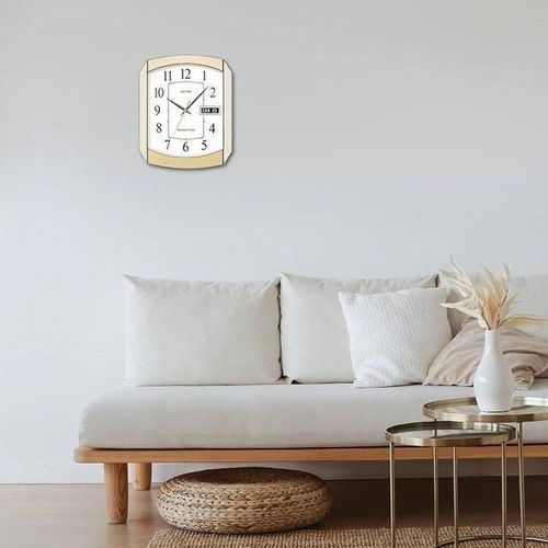 product_image_name-Rhythm-CFH102NR65 - Horloge murale avec dateur jour/mois & mélodie chaque heure - Doree cadran Blanc --2