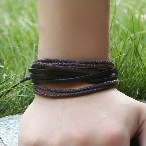 product_image_name-Generic-bracelet marron cuir multicouches pour homme femme-3