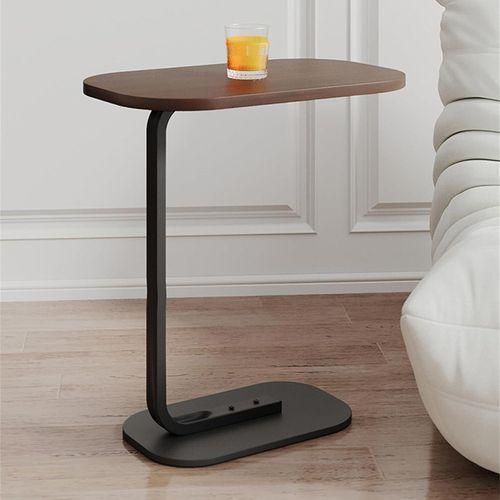 product_image_name-Generic-Table d'appoint ovale – Petite table basse en bois avec cadre en métal pour manger, se glisse sous le canapé, parfaite pour les petits espaces-1