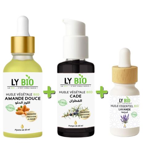 product_image_name-LY BIO-PACK HUILE AMANDE DOUCE 50ML - PIPETTE + HUILE CADE 50ML - POMPE + HUILE ESSENTIEL LAVANDE 10ML-1