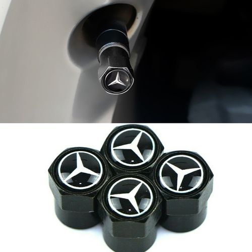 Generic 4 pièces Bouchon de valve logo Mercedes-Benz Noir à prix pas cher