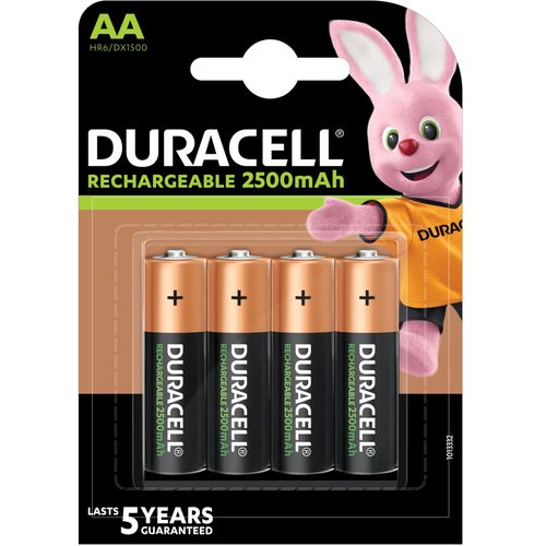 product_image_name-Duracell-4 Piles AA Rechargeables Capacité 2500 mAh, Blister 4 Batteries NiMh HR6-1