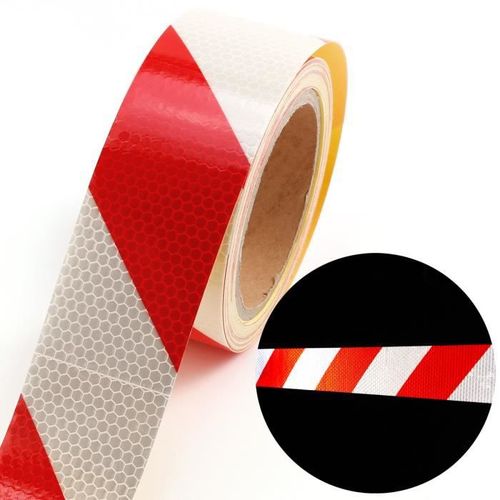 Generic 30m x 5cm ruban autocollant bande réfléchissant lumière couleur  rouge + blanc à prix pas cher