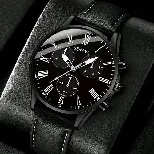 product_image_name-Generic-طقم ساعة رجالية فاخر 4 قطع – ساعة كوارتز مع سوار وقلادة وخاتم-2