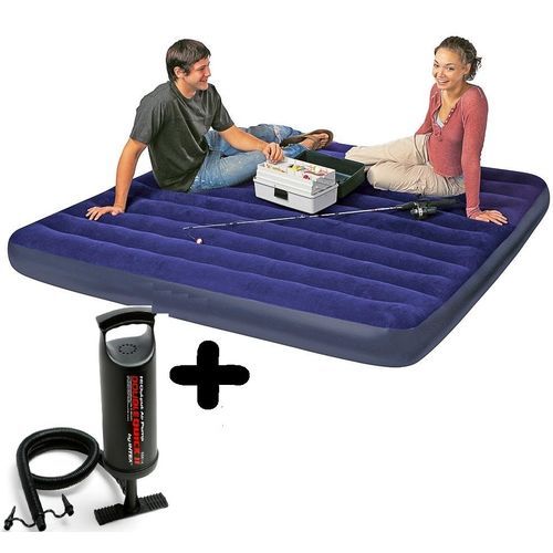 Intex Matelas gonflable 191 x 137 x 22 cm - Lit d'appoint - 2 Places +  Pompe à air Gonfleur à prix pas cher