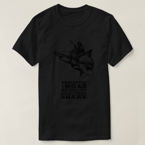 product_image_name-Generic-Sasquatch Riding a Great White Shark T-Shirt unique design - t shirt tres bon qualite-2