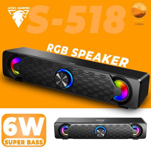 Jedel Haut parleur soundbar gamer S-518 USB 3.5mm RGB lumière LED barre de  son haut-parleur filaire à prix pas cher