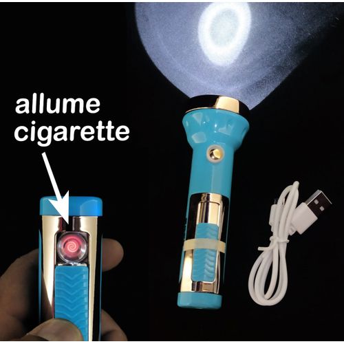 Generic Lampe de poche à LED - Lampe torche rechargeable USB avec  allume-cigare, Lampe camping à prix pas cher