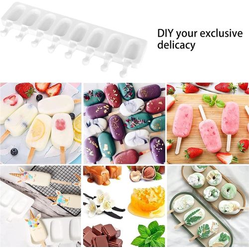 product_image_name-Generic-Moule à Crème Glacée en Silicone, Moule à Glace 8 Cavités + 100 bâtonnets en Bois-3