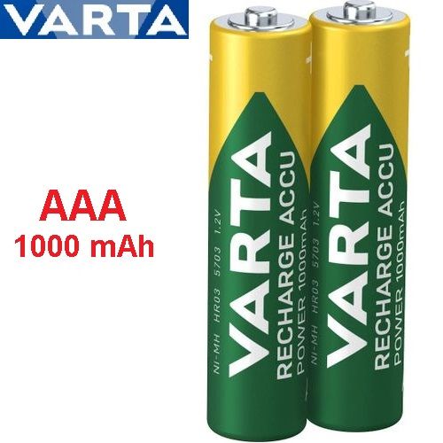 VARTA 2 Piles AAA Capacité 1000 mAh, 2 Batteries Rechargeables à