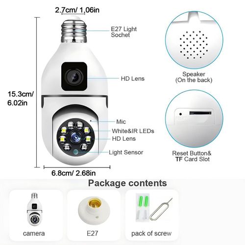 product_image_name-Generic-كاميرا مراقبة واي فاي 360° نوع لمبة E27 برؤية ليلية ملونة وصوت ثنائي الاتجاه-2