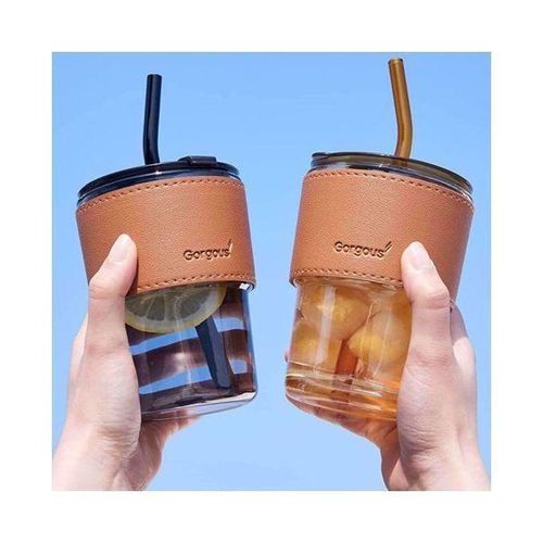 product_image_name-Generic-Verre Rétro Résistant à la Chaleur avec Couvercle et Paille-3
