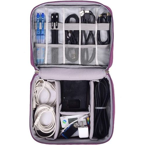 Zerone Organisateur de cordon de voyage Organisateur électronique bleu  foncé Portable petit sac électronique de voyage Double