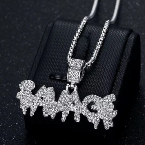 product_image_name-Generic-Collier Pendentif "SAVAGE" Iced Out - Style Hip-Hop Bling-Bling - Doré/Argenté-1