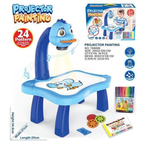 Projecteur De Diapositives Multifonctionnelles Pour Enfants Creative  Painting Projection Puzzle Jeu De Puzzle - Bleu