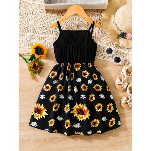 product_image_name-Desire-Robe à bretelles côtelée à tournesols pour fille-2