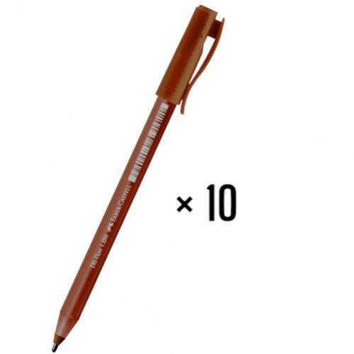 product_image_name-Faber castell-Lot De 10 Stylos A Bille Tri Flow 1,0mm marron-1