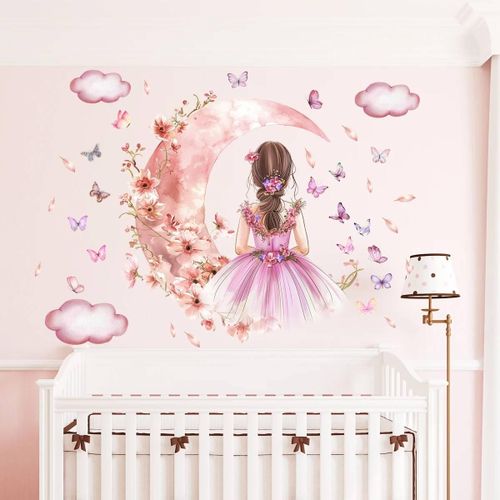 product_image_name-Generic-Autocollant Girl Moon Butterflies Style 4 Wall Decoration For house & Rooms-2