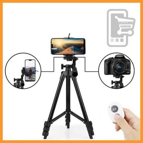 Support Trépied extensible Portable léger Noir avec télécommande selfie blanche