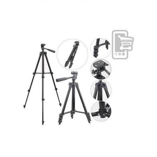 Support Trépied extensible Portable léger Noir avec télécommande selfie blanche