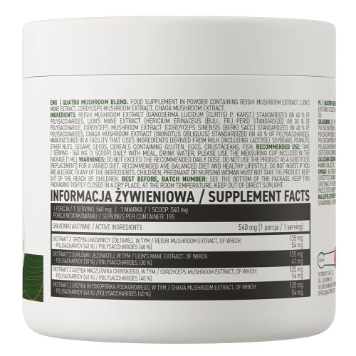 product_image_name-OstroVit-Quatro Mushroom Blend 100 g Natural - Reishi, Lion's Mane, Cordyceps & Chaga-3