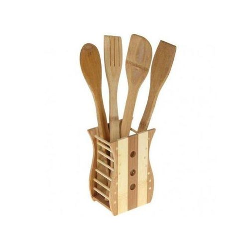 product_image_name-Generic-Lot de 4 Cuillères & Spatules en Bois de bambou avec Joli Support-1