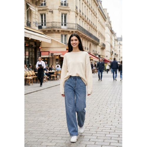 Marwa بنطال جينز بخصر مطاطي