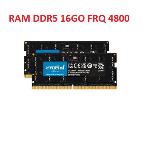 Crucial RAM PORTABLE DDR5 16Go Fréquence 4800 (Neuf) à prix pas cher