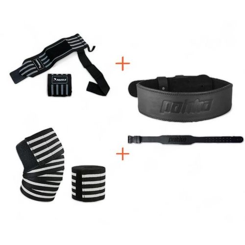 Generic PACK DE MUSCULATION straps+bandes de genoux+ceinture à