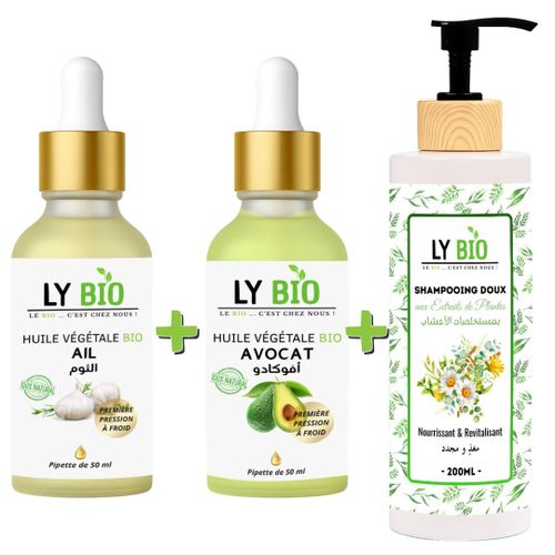product_image_name-LY BIO-PACK HUILE AIL 50ML - PIPETTE + HUILE AVOCAT 50ml - PIPETTE + SHAMPOOING AUX EXTRAITS DE PLANTES 200ML-1