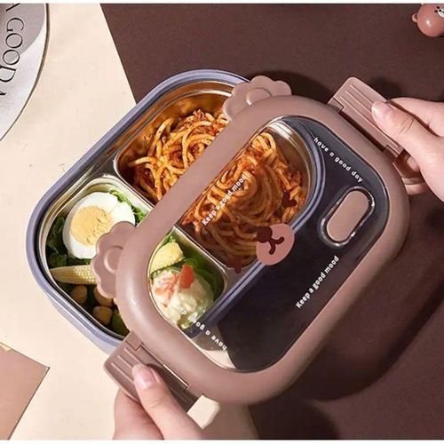 product_image_name-Generic-Jolie boîte à déjeuner Bento en acier inoxydable, boîte à déjeuner Bento scolaire pour enfants, récipient alimentaire portable hermétique, boîte à déjeuner séparée chauffante-3