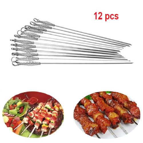 Generic set de 12 Brochettes de barbecue En Acier Inoxydable, barbecue eid  al adha à prix pas cher