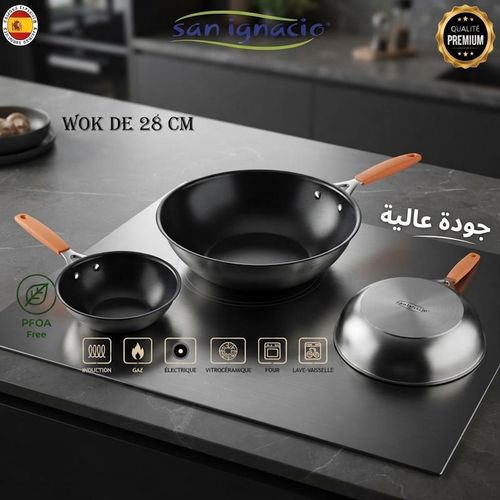 San Ignacio Wok compact  – 28 cm – Inox – Compatible induction