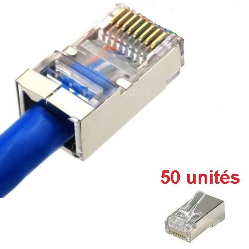 Generic Connecteur RJ45 Metal Blindé,Sertir Câble Réseau LAN RJ45