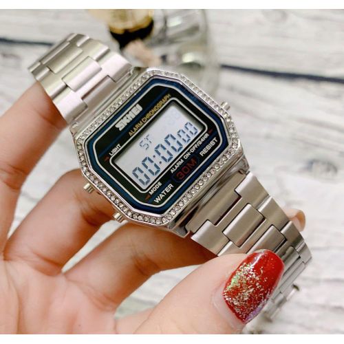 Skmei Montres bracelets electroniques etanches pour hommes bracelet en acier d affaires horloge masculine mode montre numerique circulante