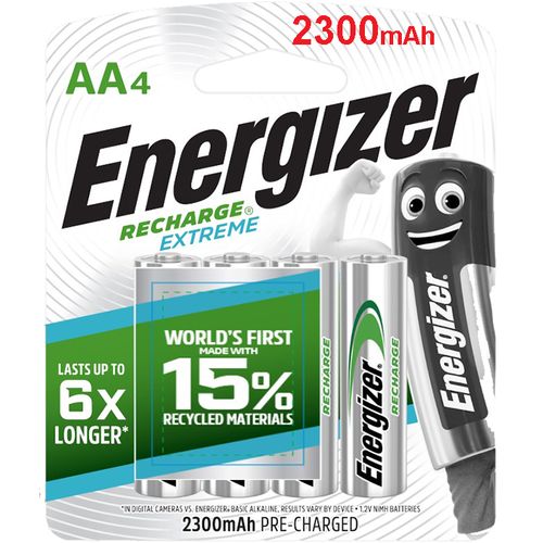 Energizer Extrême 4 Piles Rechargeable AA 2300 mAh // 4 Batteries Pré  Chargées