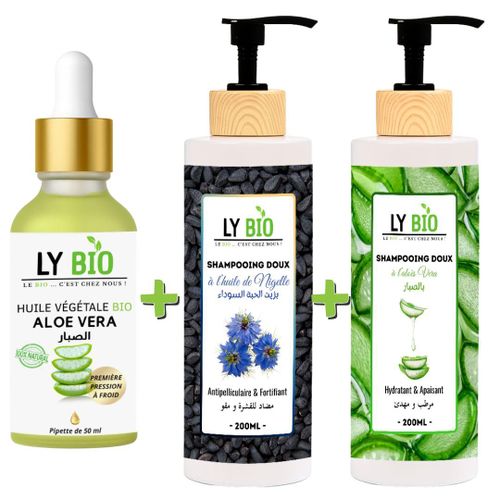 product_image_name-LY BIO-PACK HUILE ALOE VERA 50ml - PIPETTE + SHAMPOOING A L'HUILE DE NIGELLE 200ML + SHAMPOOING ALOE VERA 200ML-1