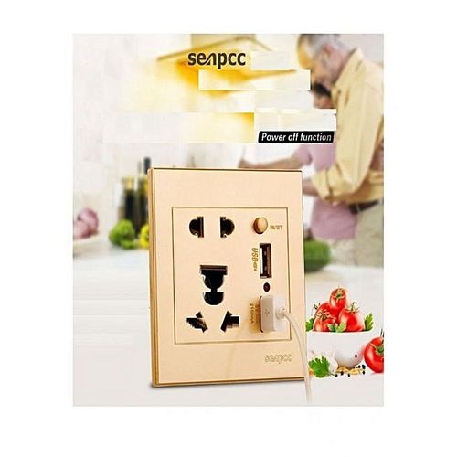 Prise dAlimentation Murale 2 USB - Marron