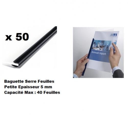 Generic 50 Baguettes Serre Feuilles Reliure A4 Capacité 40