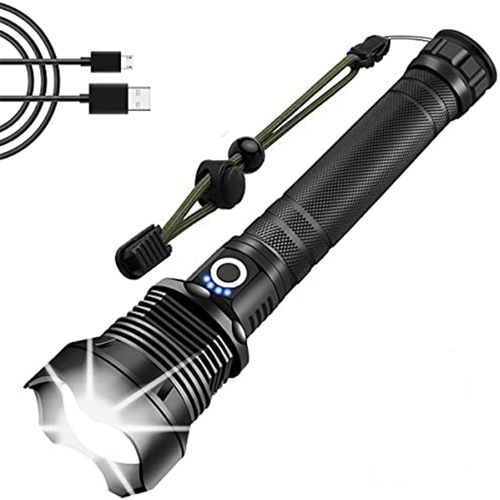 Lampe torche LED 90 000 lumens la plus puissante lampe de poche USB XHP70  Chasse (P70) (Noir)