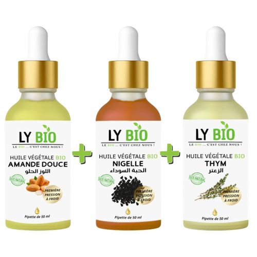 product_image_name-LY BIO-PACK HUILE AMANDE DOUCE 50ML - PIPETTE + HUILE NIGELLE 50ML - PIPETTE + HUILE THYM 50ML - PIPETTE-1