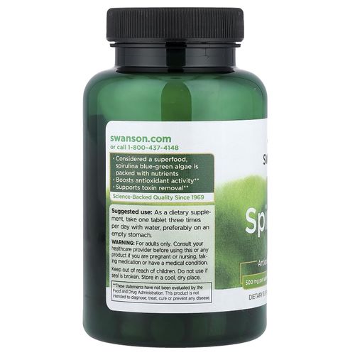 product_image_name-Swanson-Speruline 500mg (1-g per 2 tabs) 180 Tablets, - سبيرولين/ سبيرولينا 500 مجم 180 قرص -3