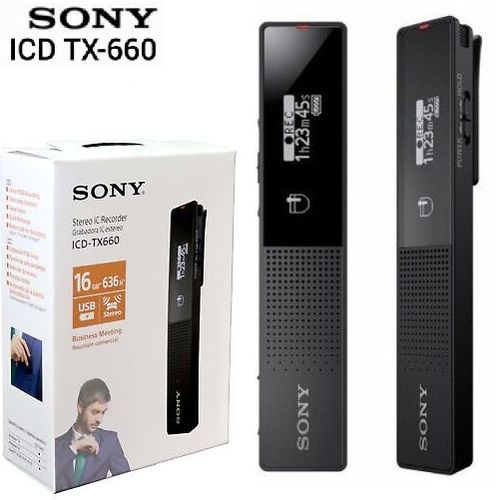 Enregistreur Vocal Sony ICD-TX660 16Go - Ultra Fin Rechargeable USB-C