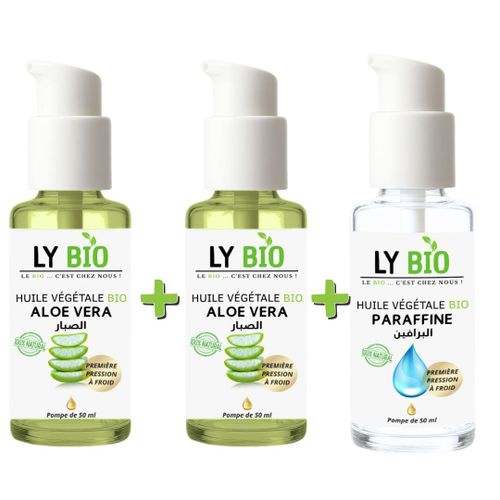 product_image_name-LY BIO-PACK 2 X HUILE ALOE VERA 50ml - POMPE + HUILE PARAFFINE 50ML - POMPE-1