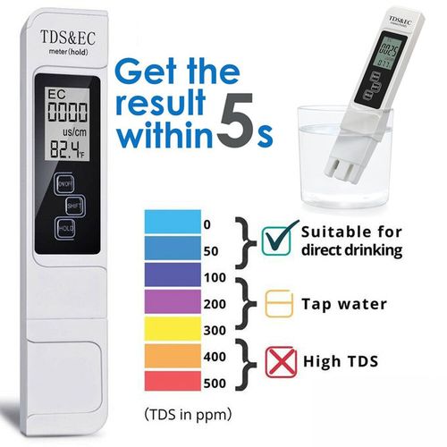 2PCS pH et TDS Mètres, 3 en 1 TDS & EC Testeur de Qualité de l'eau, Testeur  de PH électronique, Testeur de Pureté de l'eau Idéal pour l'eau Potable