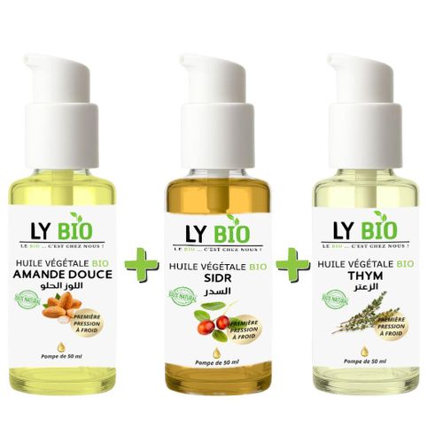 product_image_name-LY BIO-PACK HUILE AMANDE DOUCE 50ml - POMPE + HUILE SIDR 50ML - POMPE + HUILE THYM 50ML - POMPE-1