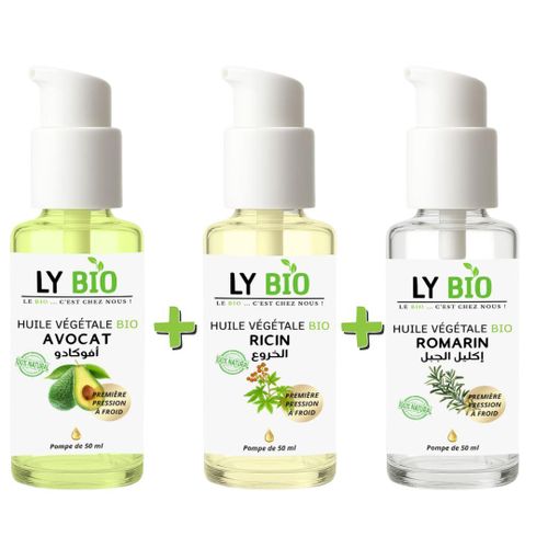 product_image_name-LY BIO-PACK HUILE AVOCAT 50ml - POMPE + HUILE RICIN 50ml - POMPE + HUILE ROMARIN 50ml - POMPE-1